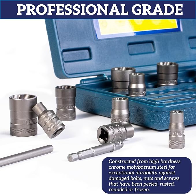 Bolt Extractor Kit, 32PCS Rounded Bolt Remover, Extractor Socket Set for Removing Damaged, Frozen, Rusted, Rounded-Off Bolts, Nuts & Screws