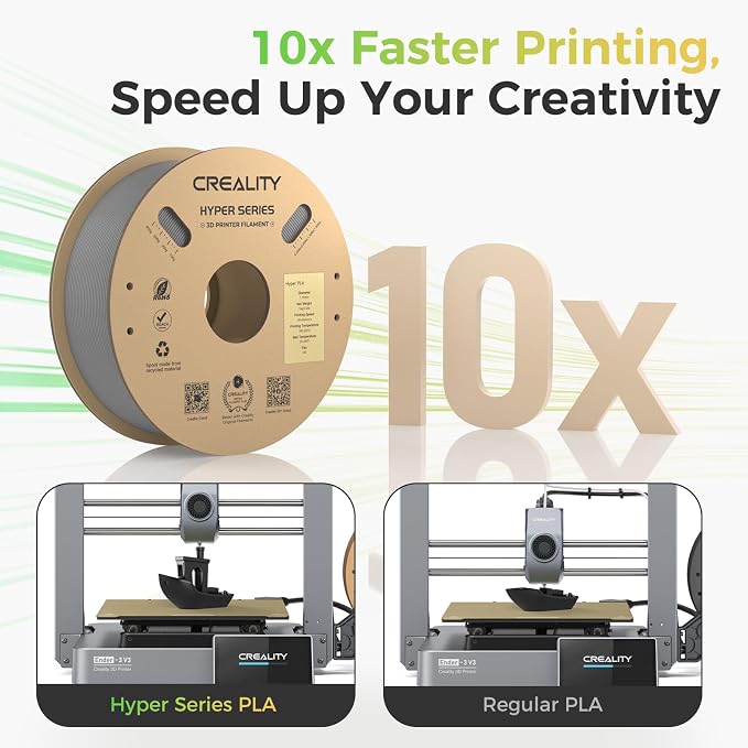 Creality Hyper PLA Filament 2KG, Up to 600mm/s High Speed 3D Printer Filament PLA 1.75mm, No-Tangling Stronger Toughness Fit Most 3D Printers