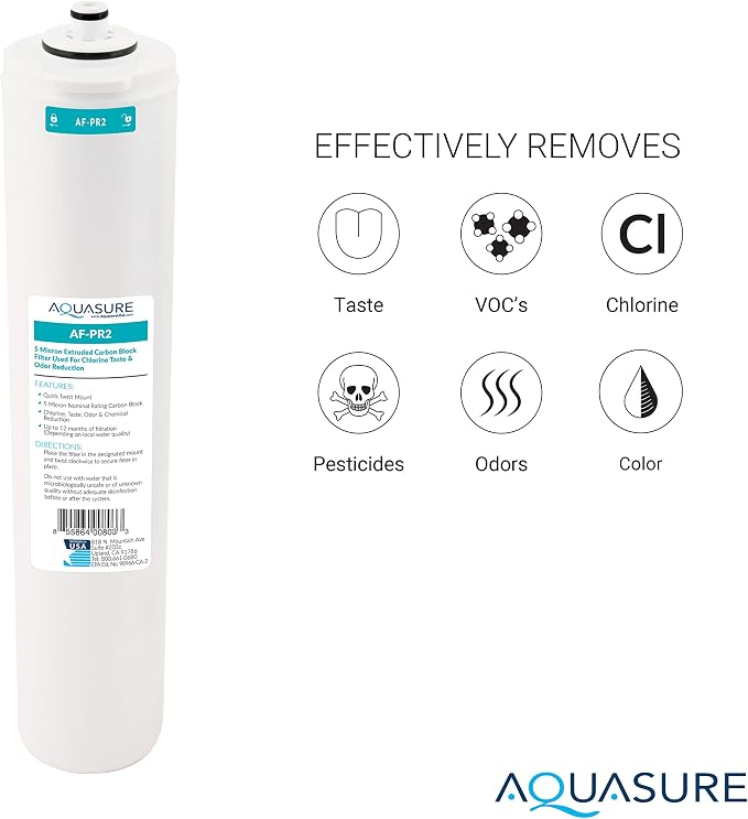 Aquasure ‎‎Premier Series Stage 1, 2, 4 Sediment, Carbon Block & Alkaline Remineralizing Replacement Filter Cartridge AF-PRE-ALK, for AS-PR75/100 4-Stage Reverse Osmosis RO Water Filtration System