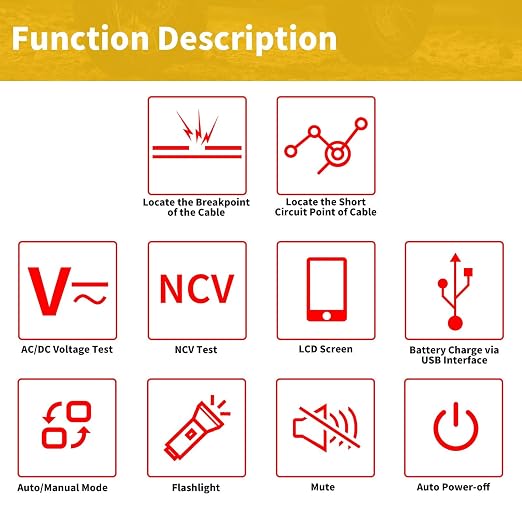 Cable Tester Wire Tracker, Underground Cable Locator | for Dog Fence Cables, Test Short Circuit Breaker of Wall