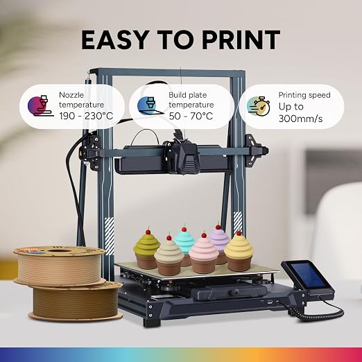 OVERTURE Matte PLA 1.75mm, Low Warp & Smooth Finish 3D Printer Filament | Frosted Matt Finish Hides Layer Lines, 1kg Spool (2.2lbs) Cardboard Spool, Fit Most FDM Printer (Matte Chocolate)