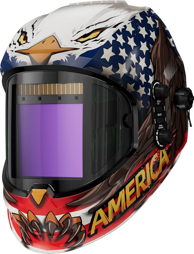ANDELI Welding Helmet,Panoramic 180° 3.94"X3.74"Large Viewing True Color Solar Powered Auto Darkening Welding Helmet with Side View 4 Arc Sensor 4/5-8/9-13 Welder Mask MONERAE