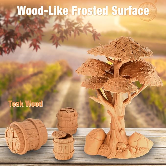 OVV3D PLA Filament 1.75mm, Wood 3D Printer Filament, Yellow Teakwood Filament Add More Than 30% Real WoodFiber, Matte and Frosted 3D Filament, 1.75 PLA Filament 3D Printing Filament