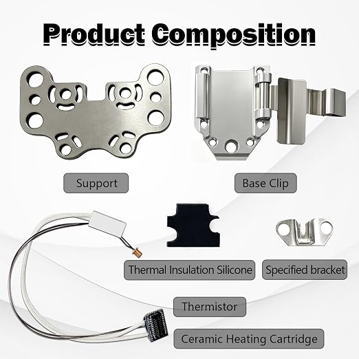 Hotend Heating Assembly Kit for AD5X Heat Resistant Heating Component with Base Clip Heater Cartridge Thermistor Temperature Sensor for Flashforge AD5X 3D Printer Accessories
