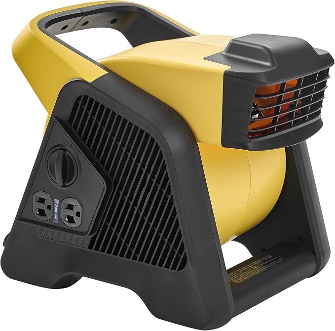 MOUNTO Heavy Duty Utility Blower, 3 Speed Portable Floor Fan with Outlet & Pivoting Head for Home & Garage Cooling, Drying and Air Circulation