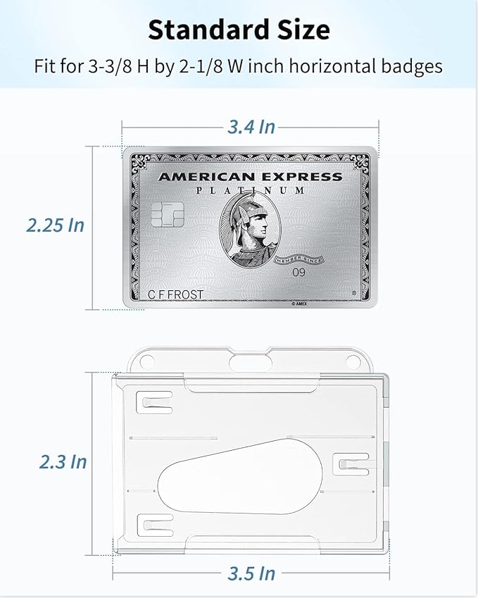 Pawfly 10 Pack Horizontal 2-Card Badge Holder with Thumb Slot Hard Transparent PC Case Protector for Office School IDs Credit Cards Driver’s Licenses and Passes