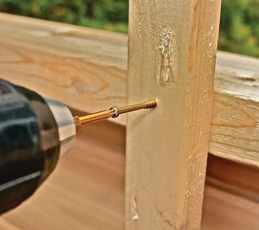 GRK Fasteners #8 x 2-1/2 Inch Finish & Trim Screws, 100 PCS, Indoor/Outdoor for Treated Lumber, with Rust Resistant Climatek™ Coating, Star Drive Recess, T-10 Bit Included, Gold (6-Pack; 600 Count)