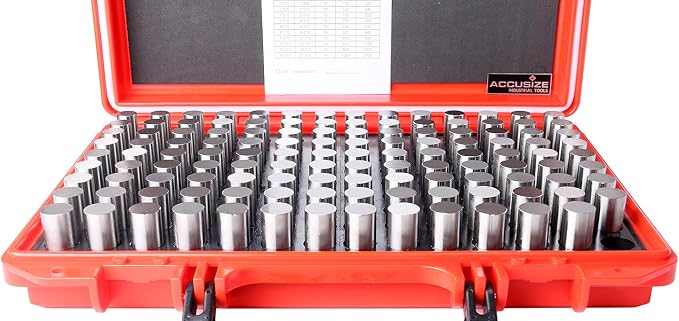 Accusize Industrial Tools Steel Pin Gauge Set, 0.626"-0.750", P4(+) | 125 Pc, Class ZZ, Plus Tolerance, 2" OAL, Steel, Electro-Etched Sizes