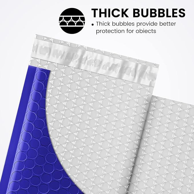Fuxury Bubble Mailers 4x8" 200 Pack Waterproof Padded Envelopes Self Seal Bubble Envelopes Padded Mailers for Small Business Envelope Mailers Usable Size 4x7 Royal Blue