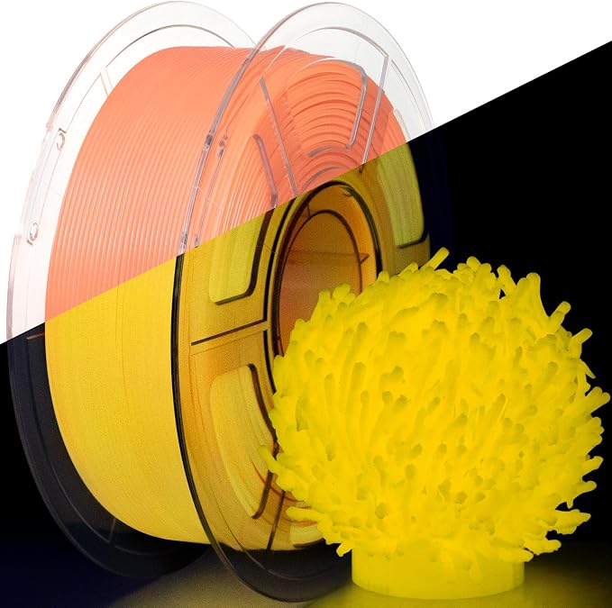 IEMAI Orange Glow in The Dark PETG Filament 1.75mm 1KG, Luminous 3D Printer Filament Long-Lasting Glow & High-Brightness, Neat Wound and Easy Print, Accuracy +/-0.02mm