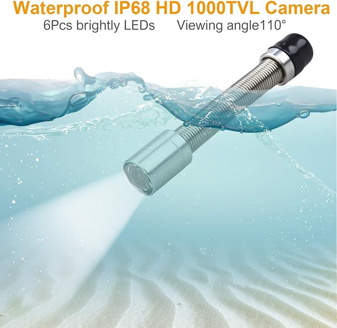 Sewer Camera Head Accessories 6LED Waterproof IP68 for Pipe Drain Endoscope Camera Replacement with Wheel and Protective Cover (0.7inch/17mm)