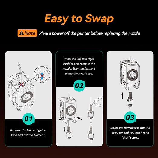 Flashforge Nozzle Assembly for Adventurer 5M 3D Printer, 280°C High Speed and Quick-Release Nozzle (0.25mm-280°C)