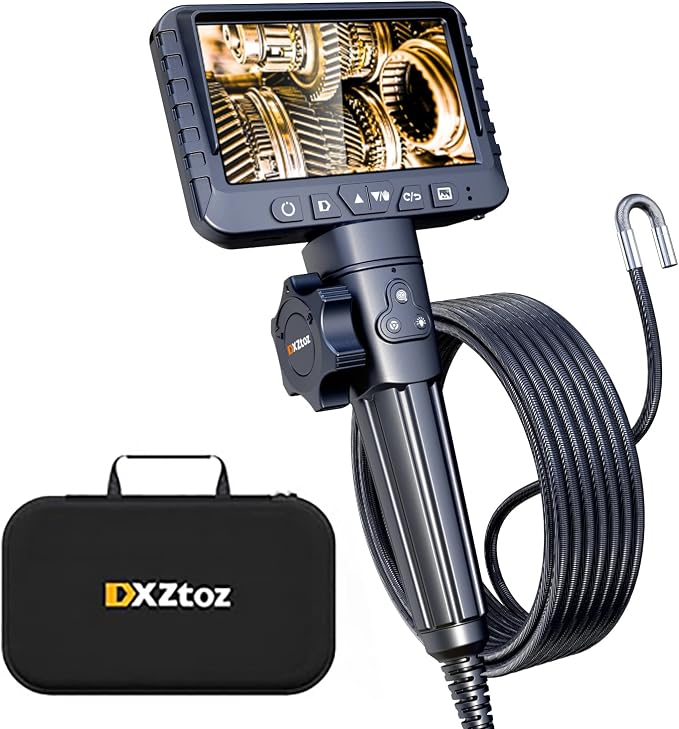 10FT Articulating Borescope with Light, Two-Way Steering Industrial Endoscope Inspection Camera 0.33in Fiber Optic Snake Camera Waterproof for Electriction Wall Pipeline Inspection