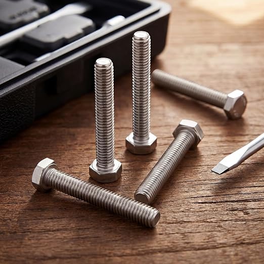 Zonon 50 Pcs 5/16-18 x 2" Hex Head Screw Bolt 18-8 (304) Stainless Steel Hexagon Bolts, Fully Threaded, Plain Finish, External Hex Drive (Silver)