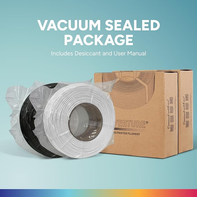 OVERTURE 2KG Bundle High Speed PLA Filament Refill 1.75mm 3D Printer Filament, 2 Pack 1kg (2.2lb) Refilament for Bambu Lab Reusable Spool, Fit Most FDM 3D Printers (Black*1+White*1)