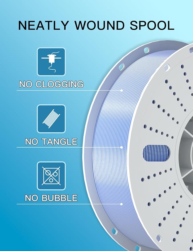 PINBALL Silk PLA 3D Printer Filament 1.75mm Shiny Silk Dual Color Filament 3D Printing PLA Filament Dimensional Accuracy +/- 0.02mm 1 KG Silk Dual Color Blue-Silver