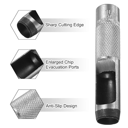 HARFINGTON 2pcs Leather Round Hole Punch, 16mm Hollow Hole Puncher Cutter Carbon Steel Circle Hole Punching Cutting Tool for Belt/DIY Leather Craft