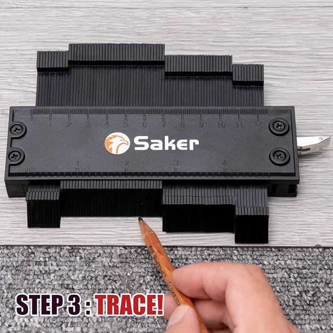 Saker Contour Gauge Profile Tool- Adjustable Lock-Precisely Copy Irregular Shape Duplicator - Must Have Tool for DIY Handyman, Construction (5INCH)