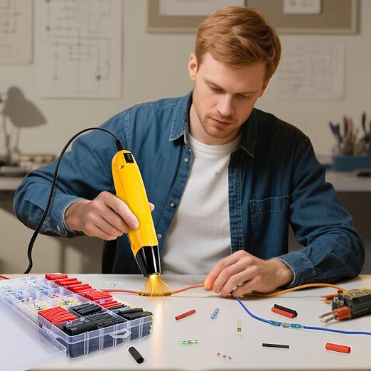 haisstronica 620 PCS All in One Set with Solder Seal Wire Connectors,3:1 Heat Shrink Tubing and Heat Gun,Solder Sticks Wire Terminals Electrical Connectors for Automotive, Marine, Trailer Wiring