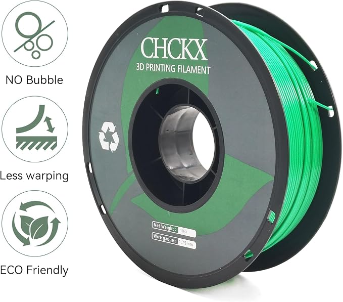 PETG 3D Printer Filament, Dimensional Accuracy +/- 0.03 mm, 1kg Spool(2.2lbs), 1.75 mm Fit for Most 3D Printers, Green