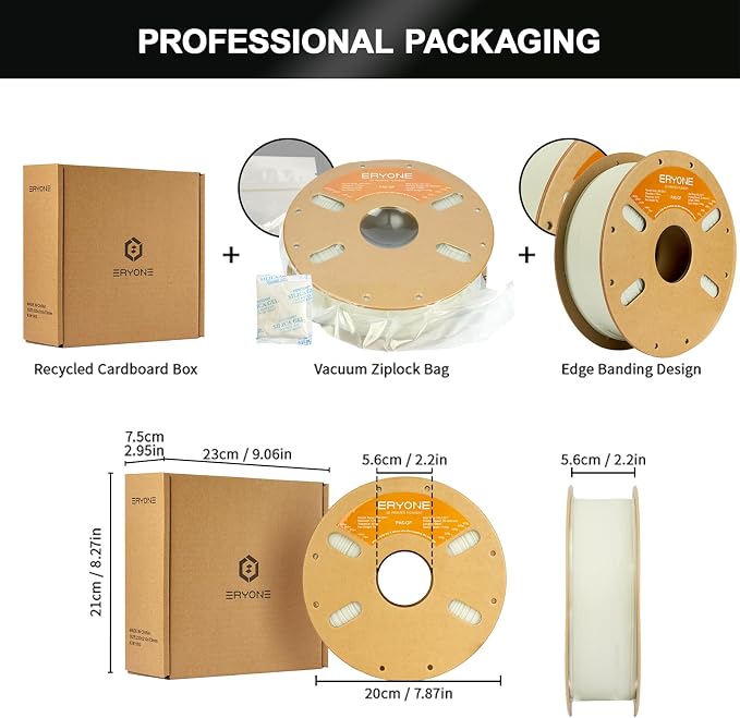 ERYONE Nylon 3D Printer Filament, Polyamide PA6 Glass Fiber Filament 1.75mm +/- 0.03mm, Stiff & Strong & Heat Resistant, 1kg (2.2LBS)/Spool, PA6 GF Natural Color