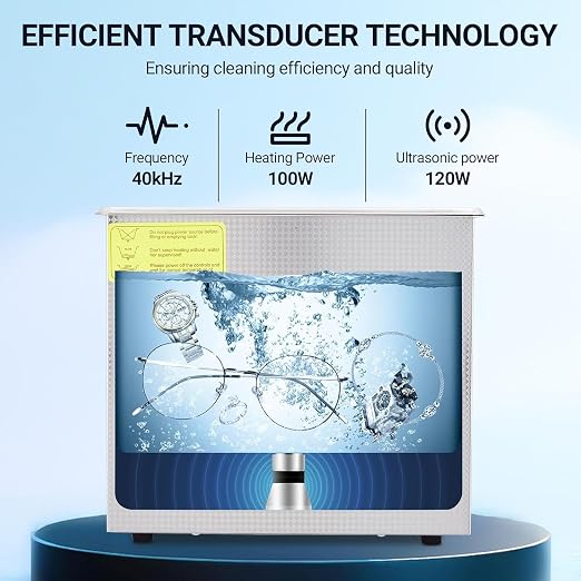 3.2L/0.85Gal Industrial Ultrasonic Cleaner 120W 40kHz - Heated Medical Sterilization Machine with Timer for Dental Tools, Carburetors, Jewelry & Auto Parts