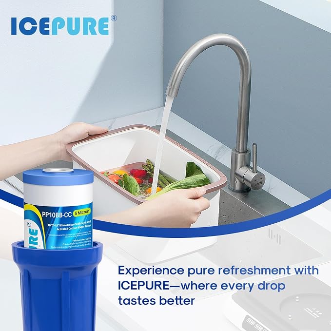 ICEPURE 5 Micron 10" x 4.5" Whole House Water Filter Compatible with GE FXHTC, GXWH40L, RFC-BBSA, W50PEHD, GXWH35F, GNWH38S, Dupont WFHD13001, R50-BB, Pack of 1