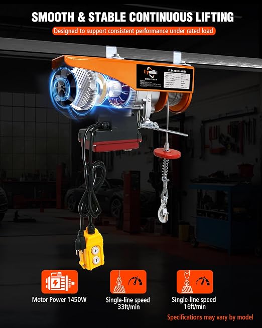 Electric Hoist with Remote Control, 1760 lbs Heavy Duty Electric Winch | Wireless/Wired 2 in 1 Electric Hoist Winch 110V/120V, 33ft/66ft Lifting Height for Garage,Warehouse,Factory,Construction Site