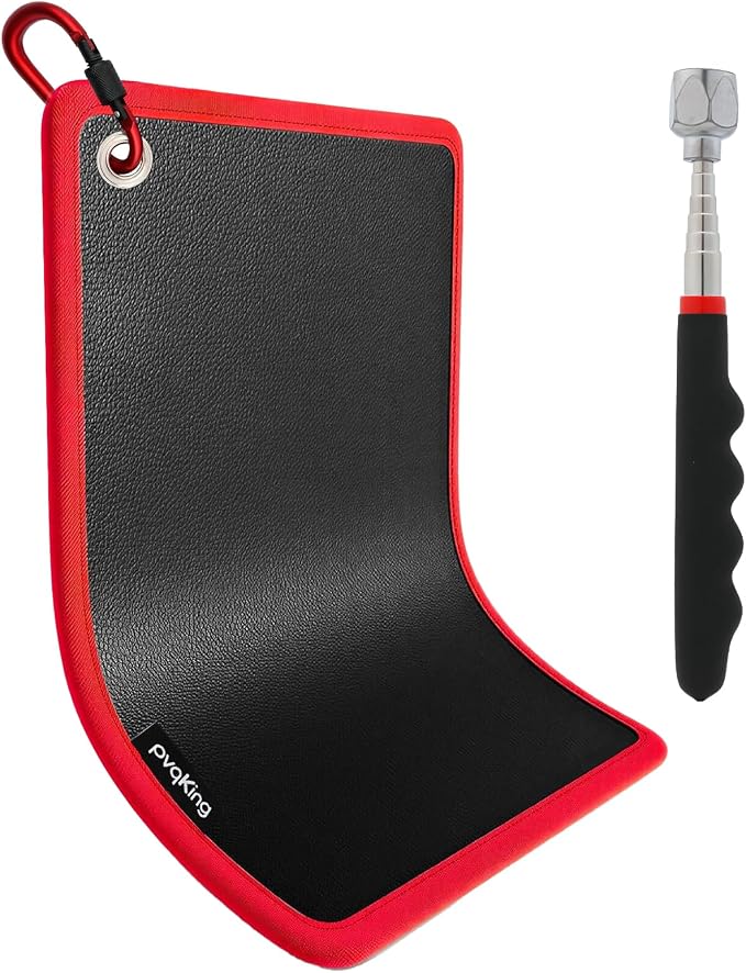 Flexible Magnetic Tool Mat,40 LBS Magnetic pad with Magnetic picker,Circular hanging hole&Carabiner Hook,Storage Organizer for Auto, Motorcycle,Electronic Assembly, DIY, Garage Workshop,12.6" x 9.76" | Strong adsorption, 40 pound load-bearing capacity,...