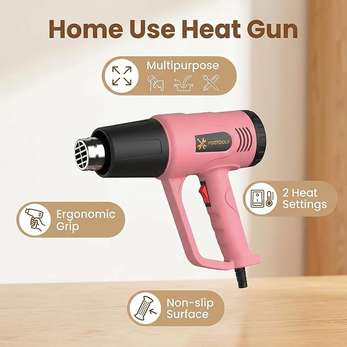 Heat Gun 900W Dual Temperature 300℃/600℃ (572-1112°F) Hot Air Gun with 4 Nozzles & 5FT Cord, Mini Heat Gun for Crafts, Resin, Shrink Wrap, Vinyl Wrap, Soldering, Phone Repair
