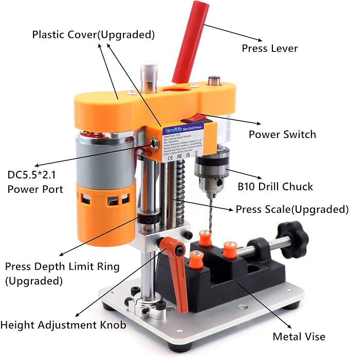 Precision Mini Drill Press Benchtop Driller Machine B10 Upgraded