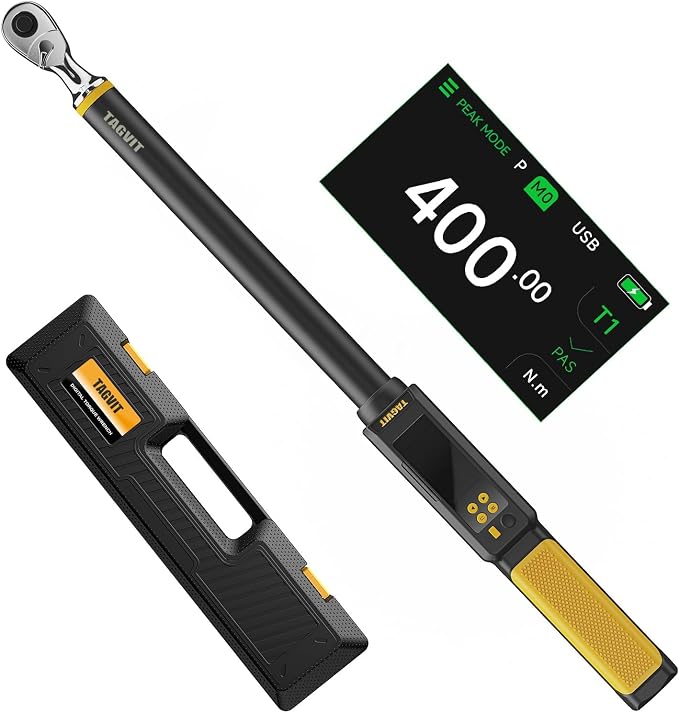 1/2'' Drive Digital Torque Wrench14.75-295 Ft-lbs, Electronic Torque Wrench for Bike Motorcycle Car Tire Auto Repair ±2% Accuracy with Buzzer and LED Alert