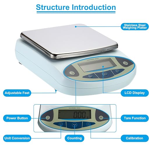 PATIKIL Lab Scale 5000gx0.01g, High Precision Electronic Analytical Balance Sensitive, Digital Precision Scale for Jewelry Laboratory Science