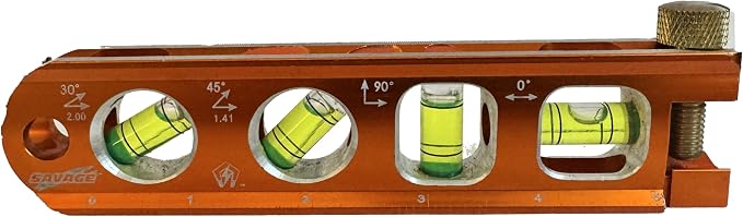 Swanson Tool Co TL041M 6 Inch Savage Magnetic Billet Torpedo Level with Brass Pipe Clamp, 6 Inches and 15 Centimeters Orange