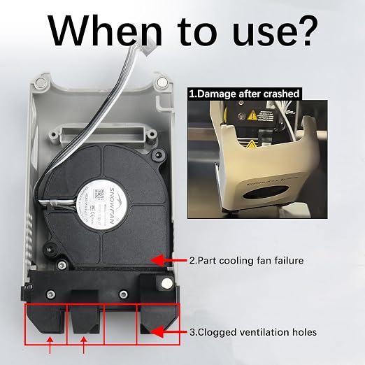 Bamboo P1 Front Housing Assembly with Fan for P1S/P1P 3D Printer Extruder,Cool the Printed Part