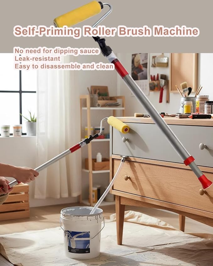 Self-Priming Roller Brush Machine, Suction-Type Paint Roller Machine, Latex Roller Brush Machine, for Shopping Mall Decoration and Construction Site Wall Painting