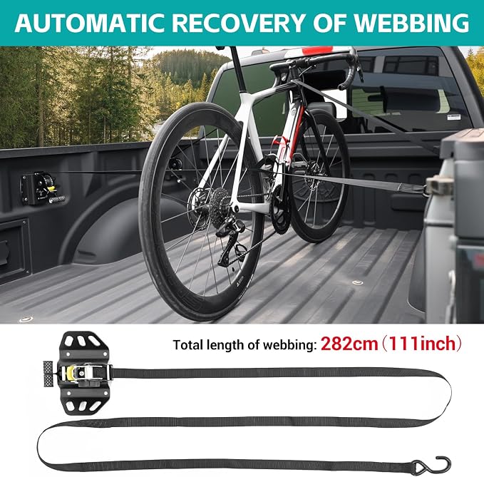 2PCS Ultimate Retractable Ratchet Straps Compatible with Ford F150 / Raptor 2015-2025, Super Duty 2017-2025 with Boxlink Accessories, Bed Mount Bolt on Self Retracting Tie Down Straps