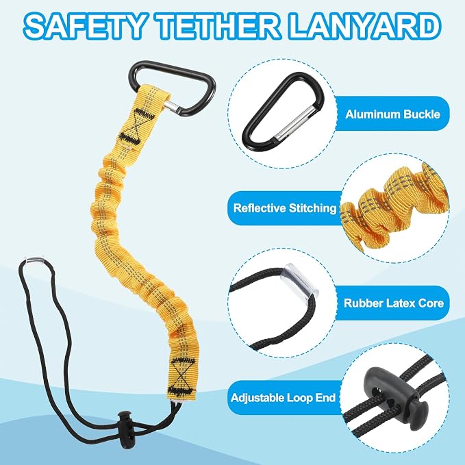 MECCANIXITY Retractable Tool Lanyard 2ft with Single Aluminum Buckle and Adjustable Loop End, Maximum Weight Limit 10KG / 22lb, Safety Fall Protection Tools Leash, 4 Colors 12 Pack