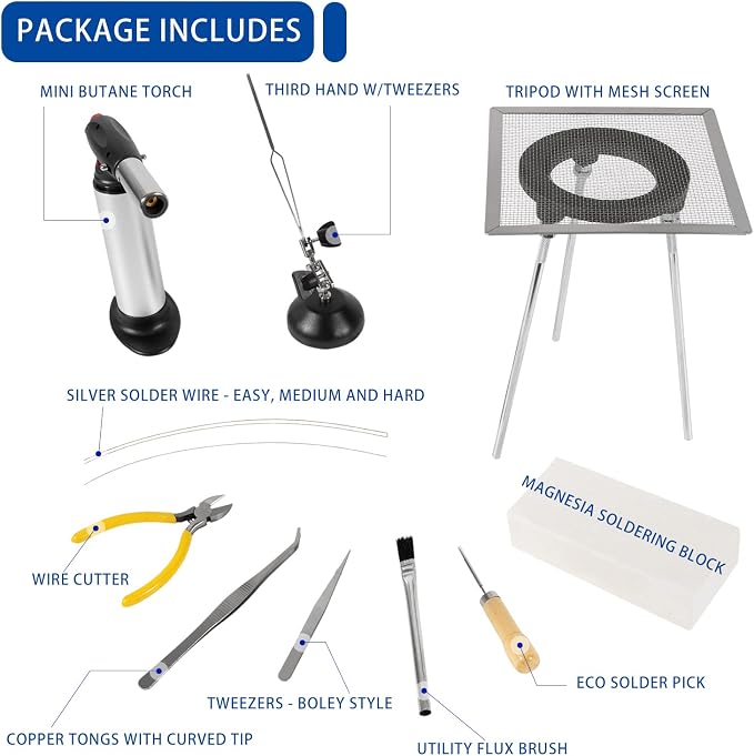 Standard Jewelry Soldering Kit with Silver Solder Wire & Butane Torch Kit for Jewelry Making Project & DIY Projects