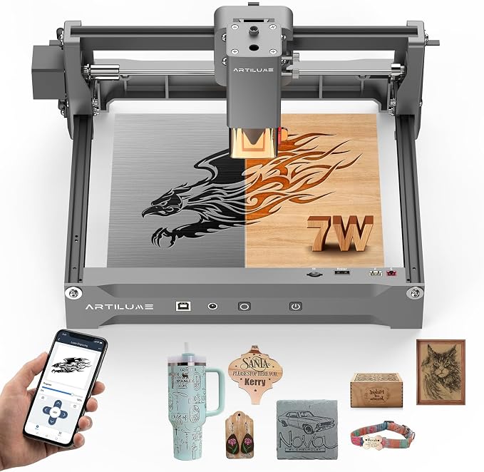U1 Laser Engraver & Cutter Machine with 200x150mm Area,LightBurn Compatible,7000mW 0.01mm Precision for Wood Metal Acrylic Leather,with WiFi & APP, Ideal for DIY Crafts & Small Business