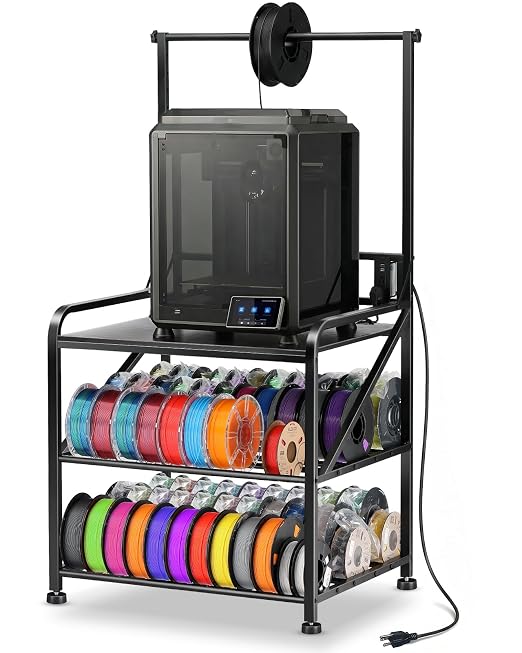 AHOWPD 3D Printer Stand with Filaments Storage - Heavy Duty 3d Printing Table & Filament Organizer, Spools Holder Racks with Adjustable Feet, Stable Shelf Hold Spool PLA, ABS, PETG for Garage Office Workshop