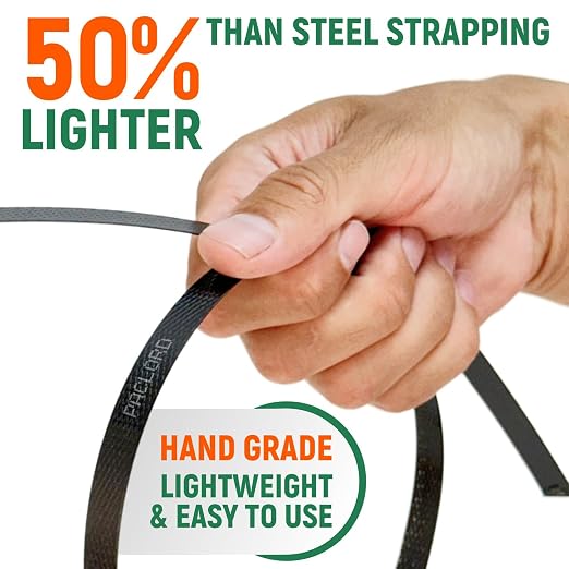 1/2" x 7200' Heavy-Duty Polypropylene (PP) Strapping Coil 0.031" Thick | 0.031" Thick Banding Strap, 8" x 8" Core, 600 lbs Break Strength - For Bundling and Packaging - Flexible, Weather Resistant