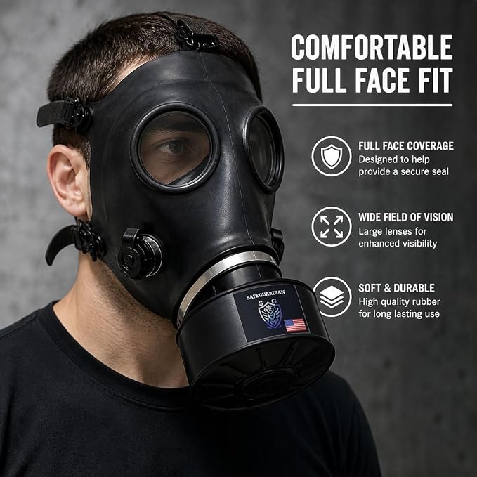Full Face Mask with Included 40mm Premium Filter | Anti-Fog Wide View Lens | Adjustable Head Harness | Paintball, Airsoft, Cosplay, Training & Simulation