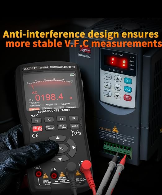 ZT-706S 3-in-1 Oscilloscope Multimeter Signal Generator, Dual-Channel 50MHz Bandwidth, 280MSa/s Infinite Persistence, 66000 Counts True RMS, 10MHz Bandwidth Signal Output, Data Hold and V.F.C