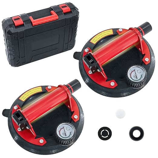 2 Pack 8" Suction Cup for Glass,Heavy Duty Glass Suction Cup Lifter with Metal Handle,Max Load 880lbs Industrial Windows Suction Cups Handle for Tile,Granite