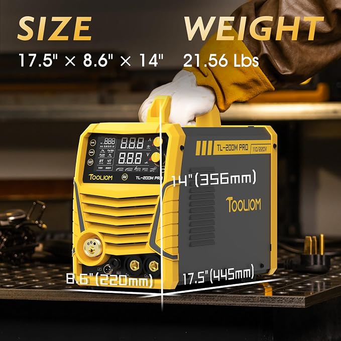 TOOLIOM 200A MIG Welder 5 in 1 MIG/Flux MIG/Spool Gun Mig/Lift TIG/Stick Welder 110/220V Dual Voltage Aluminum Welding Machine