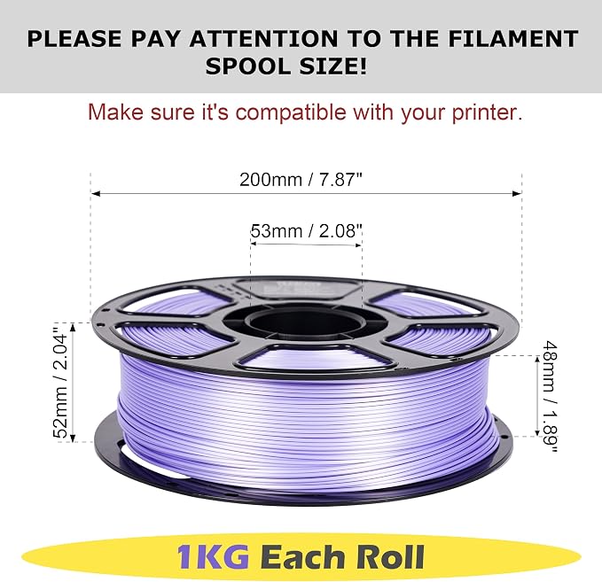 Silk PLA Filament 1.75mm Bundle 6KG, Shiny 3D Printer Filament Set, Dimensional Accuracy +/- 0.02mm, Individually Vacuum Packed, Smooth Silky 3D Printing Filament Pack, 6 Spools 1KG Each