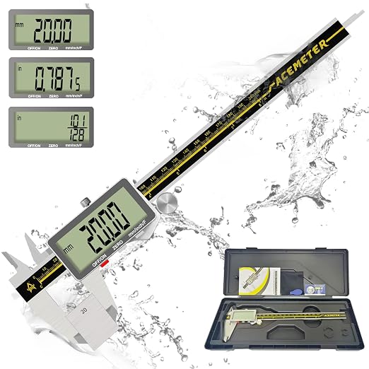 Digital Caliper,ACEMETER 0-8" Vernier Calipers Measuring Tool-Electronic Micrometer with Large LCD Screen,Metal Metric Measure Caliper for Engineer Carpenter,Auto-Off Feature,Inch/Fraction/Millimeter