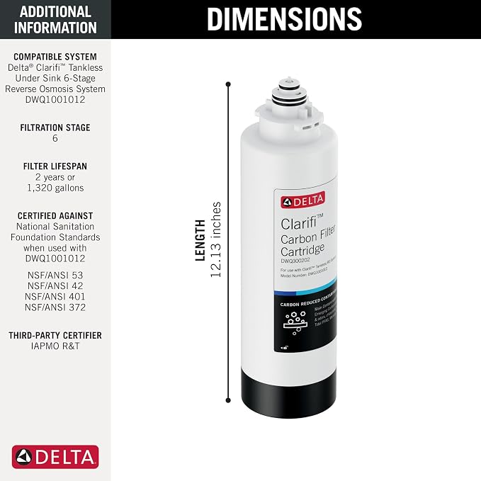 Delta Faucet Clarifi Carbon Filter Cartridge, DWQ300202