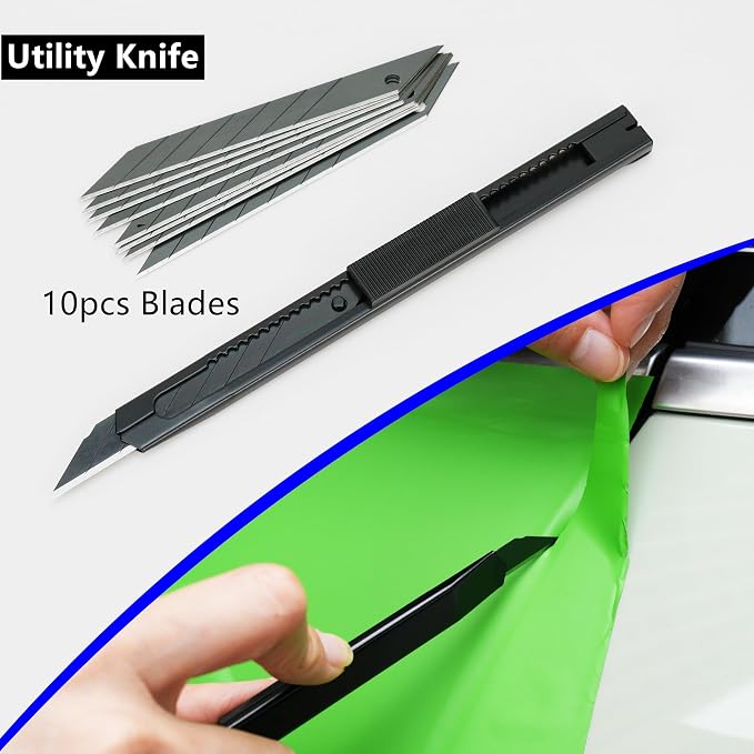 Umaki Window Tint Application Kit, Car Film Tools, Vinyl Wrap Tools with Heat Gun, 4inch Squeegee, Retractable Knife & 10 Blades, 300ml Spray Bottle, Window Squeegee, Edge Trimming Squeegee Kit